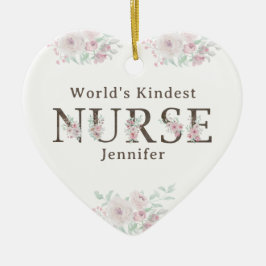 World’s Kindest  Nurse Floral Christmas Keramisch Ornament