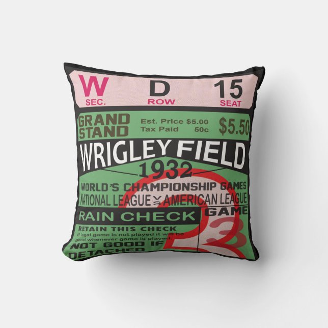 World Series  Ticket Baseball Pillow Kussen (Voorkant)