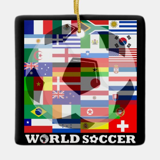 World Soccer Flags Field Square Ornament (Voorkant)