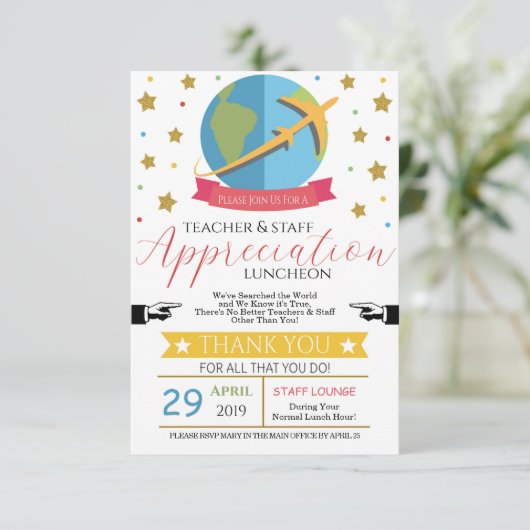 World Theme Professeur Appréciation Invitation (Debout devant)