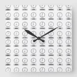 World Time Clocks Vierkante Klok