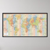 World Time Zone Map Poster (Voorkant)