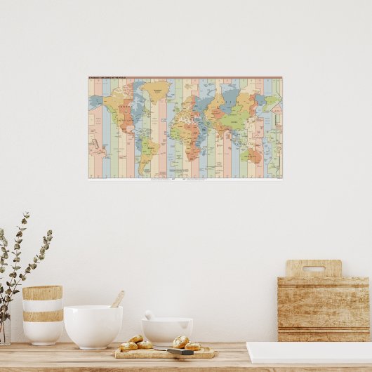 World Time Zones Map Poster (Keuken)