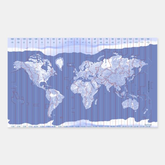 World Time Zones Map Rechthoekige Sticker (Voorkant)