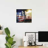 World Trade Center avec affiche du drapeau (Bureau à domicile)