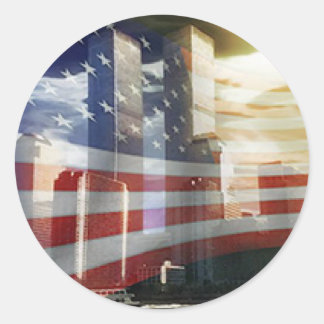 World Trade Center met vlag Ronde Sticker