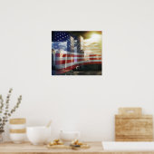 World Trade Center met vlaggenPoster Poster (Keuken)