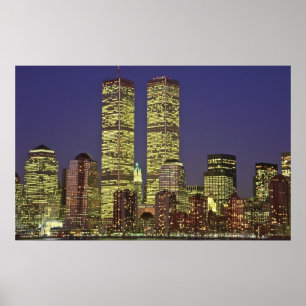 World Trade Center NYC om 's nachts Poster