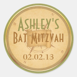  World Travel Compass Bat Mitzvah Ronde Sticker