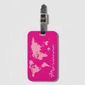 World Travel Hot Pink & Custom Bagagelabel (Voorkant (verticaal))