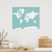 World Travel Map -  achtergrondkleur Poster (Keuken)