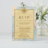  World Travel Map Wedding RSVP Kaartje (Staand voorkant)