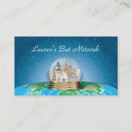 World Travel Snow Wereldbol Bar Bat Mitzvah Plaats Plaatskaartje