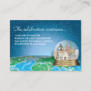 World Travel Snow Wereldbol Bar Bat Mitzvah Recept Informatiekaartje
