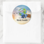 World Traveler, Design 2, Ronde Sticker (Tas)