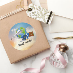 World Traveler, Design 2, Ronde Sticker