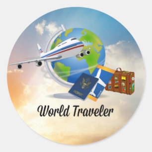 World Traveler, klaar voor gebruik Ronde Sticker