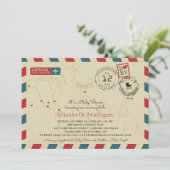 World Traveller Airmail Baby shower Kaart (Staand voorkant)