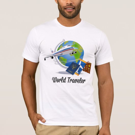 World Traveller, verpakt en klaar om te gaan, T-shirt (Voorkant)