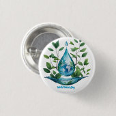 World Water Day Ronde Button 3,2 Cm (Voorkant /achterkant)