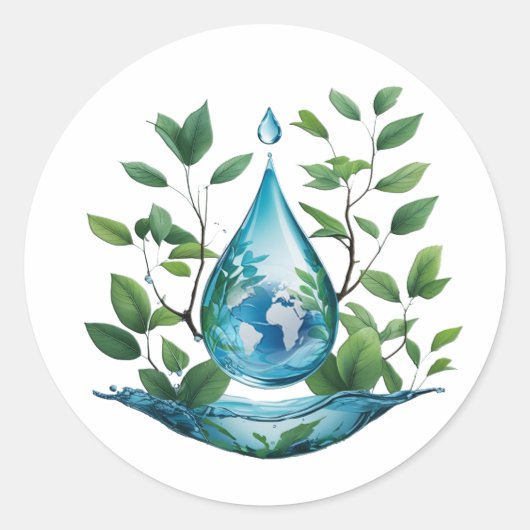 World Water Day Ronde Sticker (Voorkant)