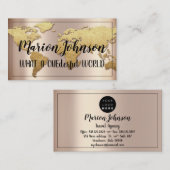 World Wereldbol Kaart Reisbureau Roos Gold Fame Visitekaartje (Voorkant / Achterkant)