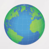 World Wereldbol Map Labels (Design 1)