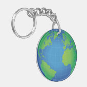 World Wereldbol Map Sleutelhanger (Voorkant Links)