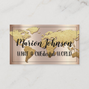 World Wereldbol Map Travel Agency Roos Gold Fame  Visitekaartje