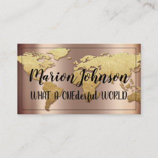 World Wereldbol Map Travel Agency Roos Gold Glitte Visitekaartje