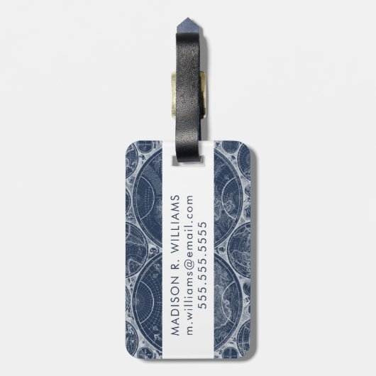 World Wereldbollen Blueprint Bagagelabel (Achterkant verticaal)