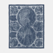 World Wereldbollen Blueprint Fleece Deken (Voorkant)