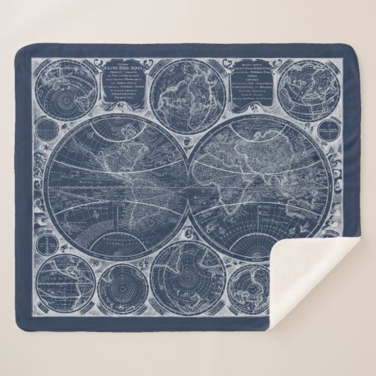 World Wereldbollen Blueprint Sherpa Deken (Voorkant (horizontaal))
