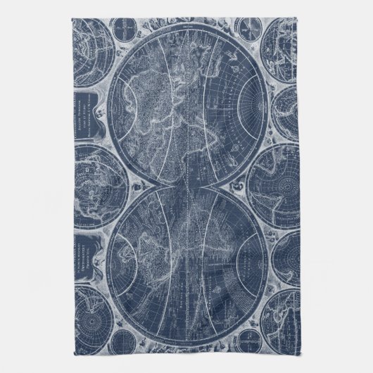 World Wereldbollen Blueprint Theedoek (Verticaal)