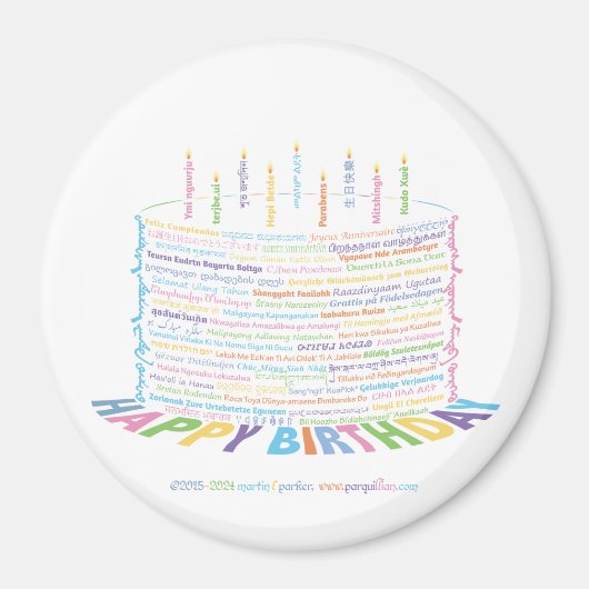 World Word Anniversaire Gâteau Magnet (Devant)