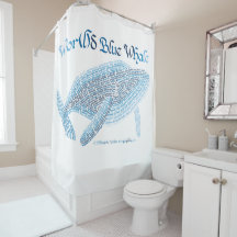 World Word Blue Whale Douche rideau