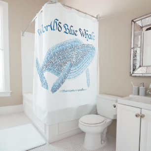 World Word Blue Whale Douche rideau