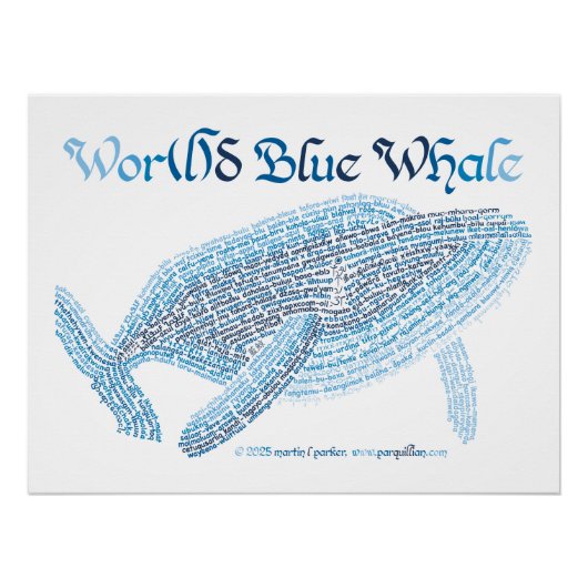 World Word Blue Whale Poster Perfect Poster (Voorkant)