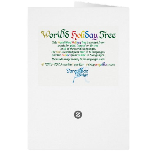 World Word Holiday Tree Kaart (Achterkant)