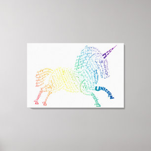 World Word Rainbow Unicorn toile Imprimer
