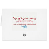 World Word Ruby Anniversaire Card (Dos Horizontal)