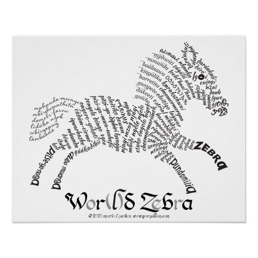 World Word Zebra Poster Perfect Poster (Voorkant)