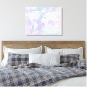 Worldmap Waterverf Roze Lila Canvas Afdruk (Insitu (Slaapkamer))