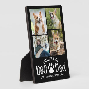 WORLDS BEST DOG DAD 4 Foto Collage Uw kleur Fotoplaat