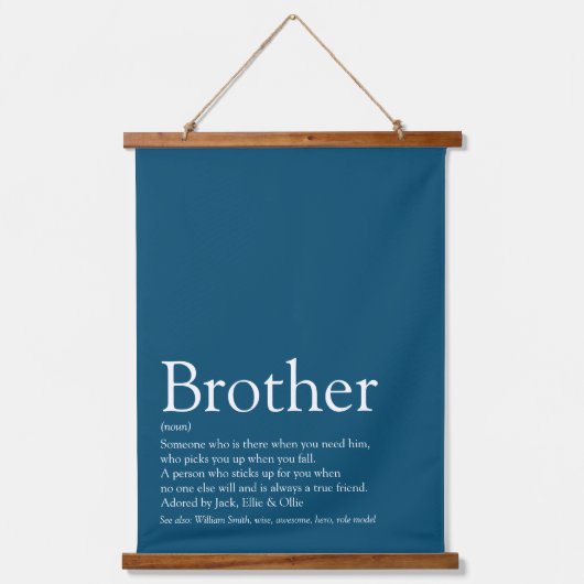World's Best Ever Brother Definition Blue Hangend Wandkleed (Voorkant)