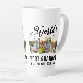 World's Best Grandpa Custom 3 Photo Collage Latte Mok