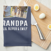 World's Best Grandpa Custom 3 Photo Collage Theedoek (Quarter Fold)