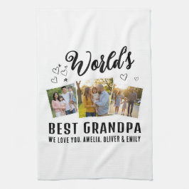 World's Best Grandpa Custom 3 Photo Collage Theedoek