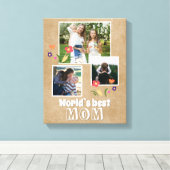 World's Best Mam Flowers Moederdag 3 Foto Canvas Afdruk (Insitu (Houten vloer))