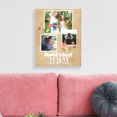 World's Best Mam Flowers Moederdag 3 Foto Canvas Afdruk (Insitu (Woonkamer))